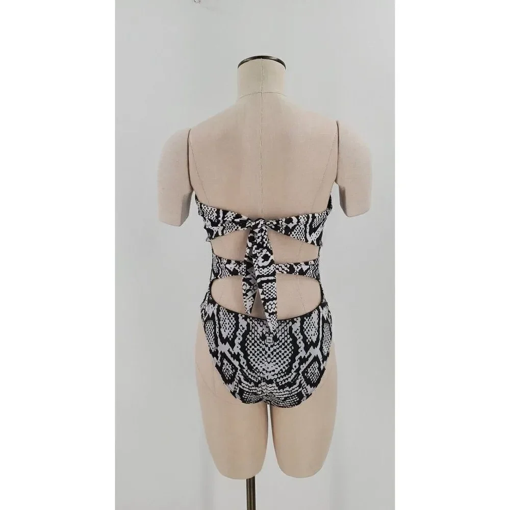 Hilo Swimsuit Womens One Piece Strapless Open Back Black White Size Large - Picture 4 of 8